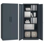 STEELSØN Regulus Metallschrank abschließbar – Stahlschrank mit 5 Ebenen – Werkzeugschrank mit Doppeltüren Anthrazit – Werkstattschrank mit verstellbaren Ablagen – Aktenschrank/Büroschrank Metall