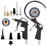 Druckluft-Kompressor-Zubehör – 13-teiliges Set mit strapazierfähiger Luftblaspistole, 130 PSI Reifenfüllmessgerät und Gummischlauch - 1/4 Bsp Euro-Schnellkupplung
