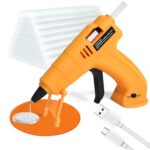 MAXDONE Heißklebepistole Akku, Heißklebepistole Kabellos mit 30 Heißklebesticks 7mm & Silikonmatte, USB Typ-C Aufladende 3000mAh, Tragbar Klebepistole Kabellos zum Basteln DIY und Schnelle Reparaturen