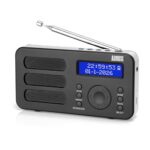 August MB225 Tragbares Radio mit DAB+/DAB/FM - RDS 40 Presets Radiowecker Stereo/Mono Digitalradio mit Sleeptimer Doppelalarm Snooze und wiederaufladbare Batterie Audioanschluss einfach für Senioren
