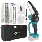 Realtopdo Mini Kettensäge 15 cm und 20 cm Astsäge kompatibel mit Makita 18V Akku, Bürstenlose Akku-Kettensäge mit Automatischer Öler, Werkzeuglose Kettenspannung für Gartenscheren (ohne Akku)