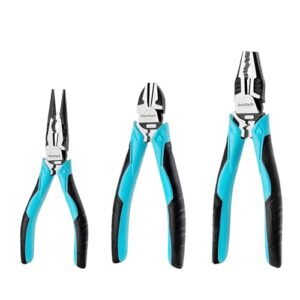 DURATECH Zangen Set, 3tlg. Zangensatz mit Hoher Hebelwirkung, Zangenset, Kombizange 200mm Spitzzange 160mm Seitenschneider 160mm für Heimwerker, Profis, DIY, Reparatur