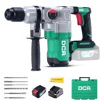 DCA Akku Bohrhammer 20V, 4.5 J Schlagenergie und 3800 BPM, 4 Stück 28mm SDS-Plus, Bürstenloser Hochleistungsbohrhammer mit Vibrationskontrolle, 5.0Ah Akku, 4A Schnellladegerät und Sicherheitskupplung