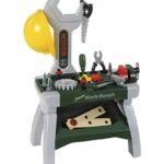 Theo Klein 8604 Bosch Werkbank Junior I Inkl. Helm, Schraubstock, Werkzeugen, Latten, Nägel, Schrauben und Muttern I Maße: 49 cm x 29 cm x 71 cm I Spielzeug für Kinder ab 2 Jahren