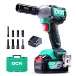 DCA 20V Bürstenloser Schlagschrauber mit 4,0Ah Akku, 13mm Hog-Ring, Kabelloser Schlagschrauber, 320N.m Drehmoment, 4-Modus-Power-Schrauber für Automobil und Heimwerken,ADPB320