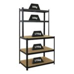 PROREGAL Profi Werkbank Giant Beast HxBxT 180x100x60cm Fachlast 175kg Schwarz Werkbankregal Schwerlastregal mit Werkbank Werkzeugbank Arbeitstisch