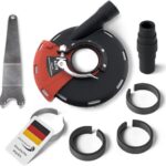 PRODIAMANT® Absaughaube für Winkelschleifer [INKL. ADAPTERRINGE, SPANNSCHLÜSSEL & STAUBSAUGERADAPTER] - mit Bürstenkranz - Staubfreies Arbeiten - Premium-Werkzeug - Passend für 115mm & 125mm