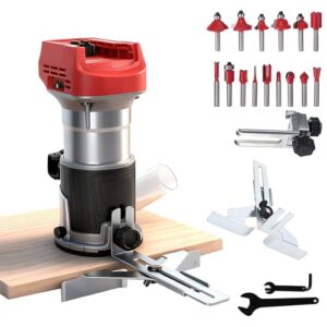 Akku-Oberfräse für Milwaukee 18V-Akku, 800W Handfräse für Holzbearbeitung, 6 Geschwindigkeiten (10.000–30.000 U/min), bürstenloser Motor