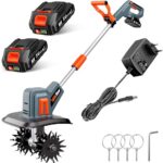 TaskStar Gartenfräse Motorhacke Bodenhacke Elektrisch TH4000 von TaskStar – 360 U/min, 4000 mAh Akku, 48 robuste Stahlzinken, Perfekt zum Auflockern, Bearbeiten und Kompostieren, Leicht, effizient