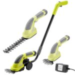 DEWINNER Akku Strauchere und Grasschere Li-ion 7.2V(1.5Ah),mit 2 Aufsätzen+Teleslopstiel Rasenkantenschere,Austauschbare Klingen, Strauchschere Rasenmäher