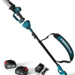KIESBOHR 2-IN-1 Akku Hochentaster und Mini Kettensäge, CST01 15 cm Bürstenlose Teleskop Astsäge mit Automatische Kettenschmierung, Max. Arbeitshöhe 4 m, Werkzeuglose Kettenjustierung (2 Akkus 4000mAh)