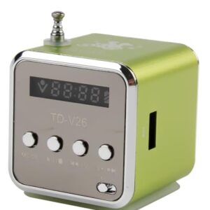 TD-V26 Mini Tragbares Digitales Kleines Radio mit FM-Tuner, USB & TF-Karte Musikplayer, Wiederaufladbarer Akku, Stereo-Lautsprecher, Kompaktradio für Zuhause, Auto, Reisen & Outdoor (Grün)
