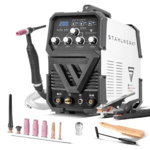 STAHLWERK Schutzgasschweißgerät 2-in-1 Kombi AC/DC WIG 200 ST – WIG & MMA (E-Hand/ARC) bis 200 A, HF-Zündung, Hotstart, Anti-Stick, 2T & 4T-Modus, AC WIG-Schweißen für Aluminium, IGBT-Technologie