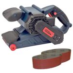 Güde 58146 BS 76-900 E Bandschleifer (230V, 76x160mm Schleiffläche, Band-Schnellwechselsystem, Einstellbar lenkrollen), Blau, Rot