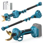 TIHOOK 2-in-1 Akku Astschere, Elektrisch Bürstenlosen Motor Gartenschere mit 8.2 ft Teleskop Stange, LCD, Max Öffnung 60mm Batterie Schere für Makita BL-18V, zum Beschneiden von Bäumen (Kein Akku)