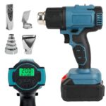 Akku Heißluftpistole für Bosch 18V, 50-550°C Akku-Heißluftgebläse mit LCD-Display & 4 Edelstahldüsen, Einstellbare Temperatur & Luftkontrolle Heißluftfön für Schrumpfen DIY Entlacken(ohne Akku)