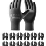 AnTools 12 Paar Graue Sicherheits-Arbeitshandschuhe – Rutschfeste PU-Beschichtung, Hautfreundlich & Atmungsaktiv, Für Allgemeine Arbeiten & Gartenarbeit, Unisex, Gr. 10/XL