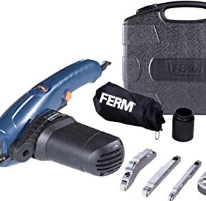 FERM Präzisionsbandschleifer 400W - Variable Geschwindigkeit - Inkl. 3 Schleifarmen und 12 Schleifbänder in einem robuster Aufbewahrungskoffe