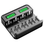 EBL Akku ladegerät für AA AAA C D NI-MH Akkus Type C Input Schnell ladegerät, LCD Anzeige Batterienladegerät