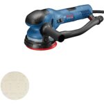 Bosch Professional Exzenterschleifer GET 55-125 (inkl. Schleifteller, 1xSchleifblatt, Schutzring, Ausblasrohr, Zusatzhandgriff, Innensechskantschlüssel)