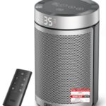 Dreo Energiesparender Heizlüfter, 34 dB Leiser 1500W Elektrischer PTC Keramik, Thermostat, Überhitzungs- & Kippschutz, 12 Std. Timer, Elektroheizung für Räume Schlafzimmer, Atom 316, Silber