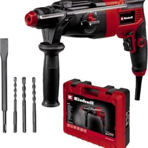 Einhell Bohrhammer TC-RH 620 4F Kit (620 W, pneumatisches Schlagwerk, 2,2 J Schlagstärke, Hammerbohren, Bohren, Meißeln mit & ohne Fixierung, SDS-Plus, Dauerlaufarretierung)