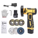 VISLONE Akku Winkelschleifer, 21V Akku Schneidmaschine mit 2 wiederaufladbaren Akkus, Mini Fliesenschneider Multifunktions mit 6 Scheiben für Ziegel, Holz, Stahl, Stein