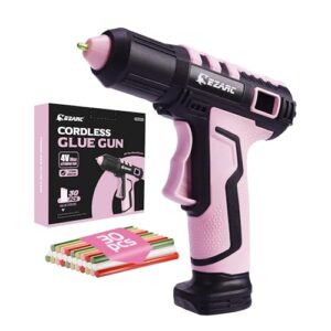 EZARC Heißklebepistole Kabellose, 15s Schnelle Aufheizung, Akku Heissklebepistole Set mit 2500-mAh-Lithium-Batterie & 30 Klebesticks für Kunst, Handwerk, Dekorationen, Heimreparaturen