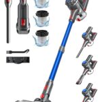 Ivormentico Akku Staubsauger Kabellos 50Mins/40KPA/450W, Akkustaubsauger mit Geen LED, Kabelloser Staubsauger mit Aufgerüstete Bodenbürste, Staubsauger Akku für Tierhaare, Blau