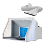 Wiltec Airbrush Absauganlage 9 m³/min, zur Absaugung von Farbe Farbnebel Sprühnebel Filter, mit LED Beleuchtung, Drehregler und Doppellüfter, Lackierkabine für Airbrush-Arbeiten