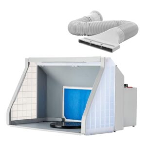 Wiltec Airbrush Absauganlage 9 m³/min, zur Absaugung von Farbe Farbnebel Sprühnebel Filter, mit LED Beleuchtung, Drehregler und Doppellüfter, Lackierkabine für Airbrush-Arbeiten