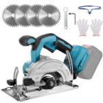 5“ Akku Handkreissäge kompatibel mit Makita Akku 18V, 8000RPM Bürstenlose Kreissäge mit 4 Sägeblättern, Metall-Hilfsgriff, 60 mm (90°), 40 mm (45°) Schnitttiefe, für Holz weiches Metall (keine Akku)
