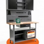 Ondis24 Werkstatteinrichtung Klaus, Metall, 1 Werkstattschrank, Lochwand, Hakensortiment (Arbeitshöhe 85 cm, Schwarz)