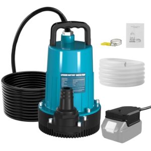 Akku Tauchpumpe für Makita 18V (ohne Akkus), Klarwasserpumpe Für offene Regenwassertanks und Tanks mit Sicherheitsdeckel 5 m Kabel für Pool, Wasserbetten, Schwimmbad Abwasserpumpe, Pooldeckung