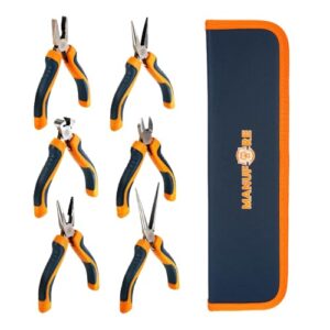 MANUFORE Set mit 6 Prazisionszangen (10-15 cm) für Schmuck, Elektronik und Heimwerken, inkl.Aufbewahrungstasche