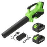 Akku-Laubbläser Kabellos, Elektrischer Laubbläser mit 2X 4.0Ah Akkus und Ladegerät, 257km/h, 6-Gang Einstellbar, Bürstenloser Motor, für Laub, Gartenpflege, Terrasse & als Schneefräse