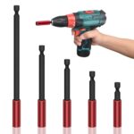 Euablfo 5 Stück Bit Verlängerung Magnetisch, 50/60/100/150/300mm Bithalter Lang, 1/4 Zoll Sechskantschaft, für Bohrmaschinen und Schraubendreher