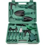 Gartenwerkzeug Set aus Edelstahl, 10 TLG. Set Gartengeräte, Gartenarbeit Set mit Koffer, Pflanzset, Garten Hand Werkzeuge, ideale Gartengeschenke für Frauen und Männer