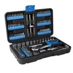 Güde 39001 Steckschlüssel und Bitsatz GSB 130 (130-teiliges Werkzeugset aus Chrom-Vanadium-Stahl in praktischer Aufbewahrungsbox), Blau/Schwarz