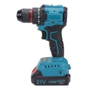 SUPYINI Bürstenloser Li-Ionen-Bohrer, Kabelloses Elektrisches Bohrmaschinen-Set, 55 N Torsion, 25+1 Einstellungen mit LED-Licht und -Ladegerät, Zum Betonbohren und Anziehen von (EU-Stecker)