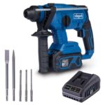 Scheppach Akku Bohrhammer BC-RHD230-X Meißelhammer | Schlagkraft 2,2J | Schlagzahl 5500bpm | BohrungØ 24mm Beton, 13mm Metall, 27mm Holz | 20V-IXES-Serie | 10 Jahre Garantie | mit 4Ah Akku & Ladegerät