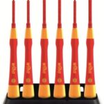 Wiha Feinschraubendreher Set PicoFinish® electric 7-teilig inkl. Halter I Schraubendreher für Elektriker I VDE I Schlitz, Kreuzschlitz (42989)