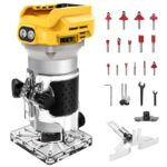 WingFly Akku Kantenfräser für Dewalt 18V,20v Batterien, Oberfräse Bürstenloser Tragbarer Handfräser für die Holzbearbeitung, Akku Holztrimmer mit 15 Stück Fräser Set