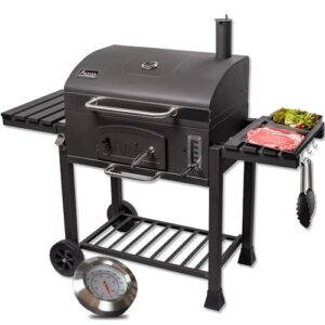ACTIVA Holzkohlegrill Angulatus I Holzkohlegrill mit Deckel, verstellbarer Kohlewanne & Thermometer I Grillwagen für ein gelungenes Barbecue