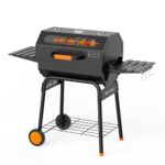 KEYO GRILL 23 Zoll Holzkohlegrill - 469 Sq In, Fünfeckiger Kohlegrill mit Sichtfenster Ofenabdeckung und verstärkter verchromter Grillrost, ideal für Garten, Schuppen, Terrasse