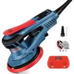 FANZWORK Bürstenloser Exzenterschleifer EZ150A mit Tragkoffer, 5mm Schleifhub,150mm Schleifteller, 350W Motor, 7-Stufige Drehzahlregelung, inkl.Tellerbremse, 15x Schleifgitter, 1x Ersatz-Schleifteller