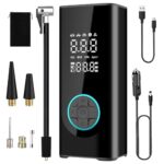 Higoom Reifenfüller, tragbarer Luftkompressor, digitaler Reifenfüller, universell für Autos, Motorräder, Fahrräder & Bälle, voreingestellter Reifendruck, automatische Abschaltung, 3-Modus LED-Licht