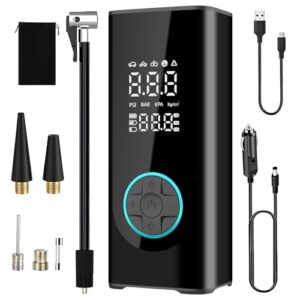 Higoom Reifenfüller, tragbarer Luftkompressor, digitaler Reifenfüller, universell für Autos, Motorräder, Fahrräder & Bälle, voreingestellter Reifendruck, automatische Abschaltung, 3-Modus LED-Licht