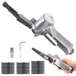 Luftbandschleifer - Druckluft Bandschleifer Stationaer mit 360°-Drehbarem Griff, Handbandschleifer, Mini Schleifmaschine Poliermaschine Klein für Holz, Bandfeile, Fingerschleifer, Belt Sander