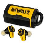DEWALT Jobsite Pro X2 True Wireless Earbuds – Bluetooth 5.3 Kopfhörer mit Active Noise Cancelling, IP54 Staub- & Wasserschutz, 40 Std. Akkulaufzeit, Lautstärkeregelung, für Arbeit & Reisen